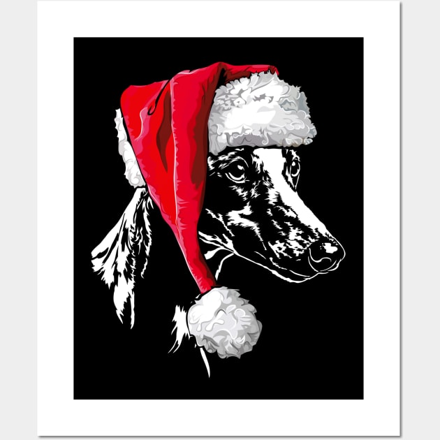 Funny Santa Whippet sighthound Christmas dog Wall Art by wilsigns